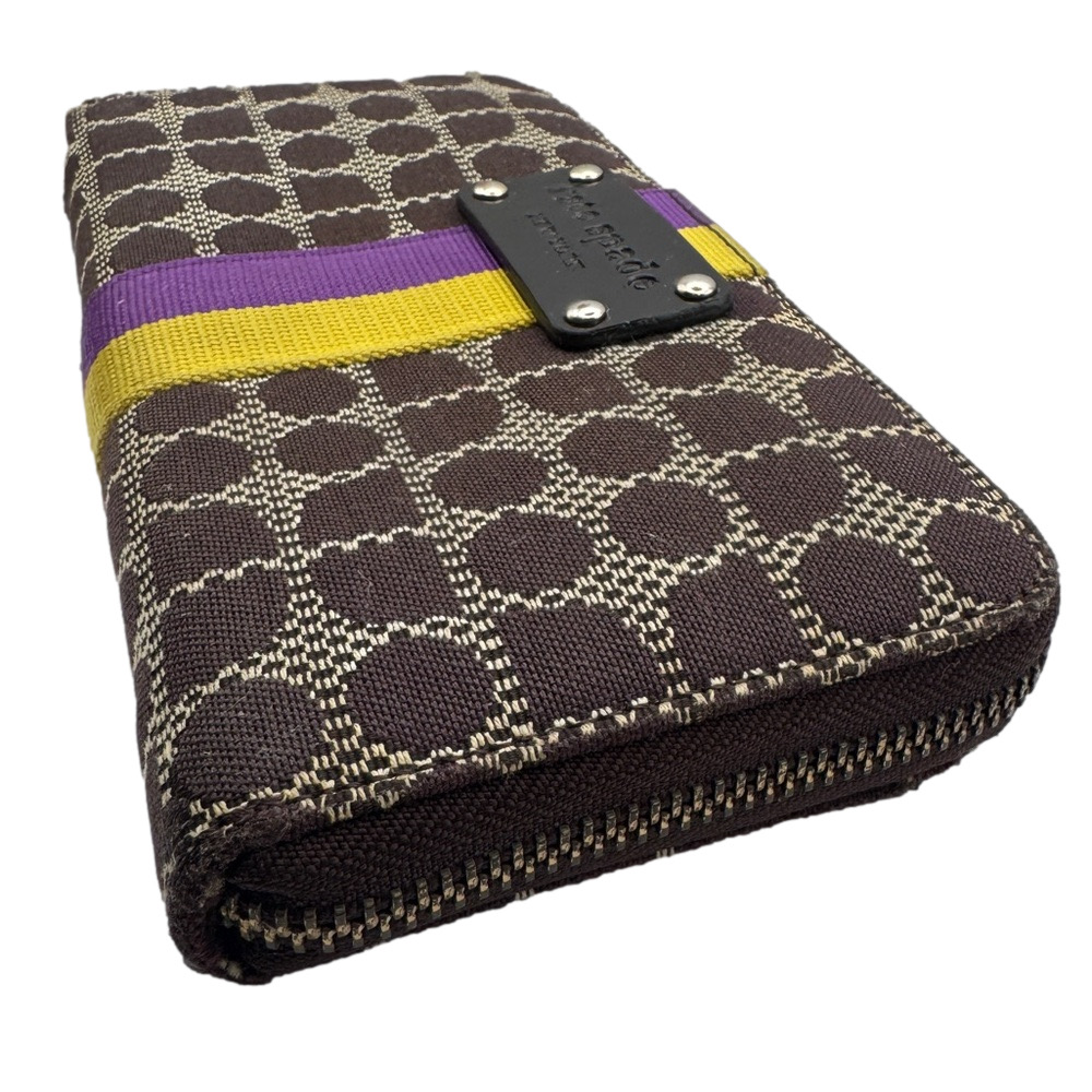 KATE SPADE ♠️ Neda Thompson Street Noel Brown Fabric Zip Around Wallet - Picture 10 of 10